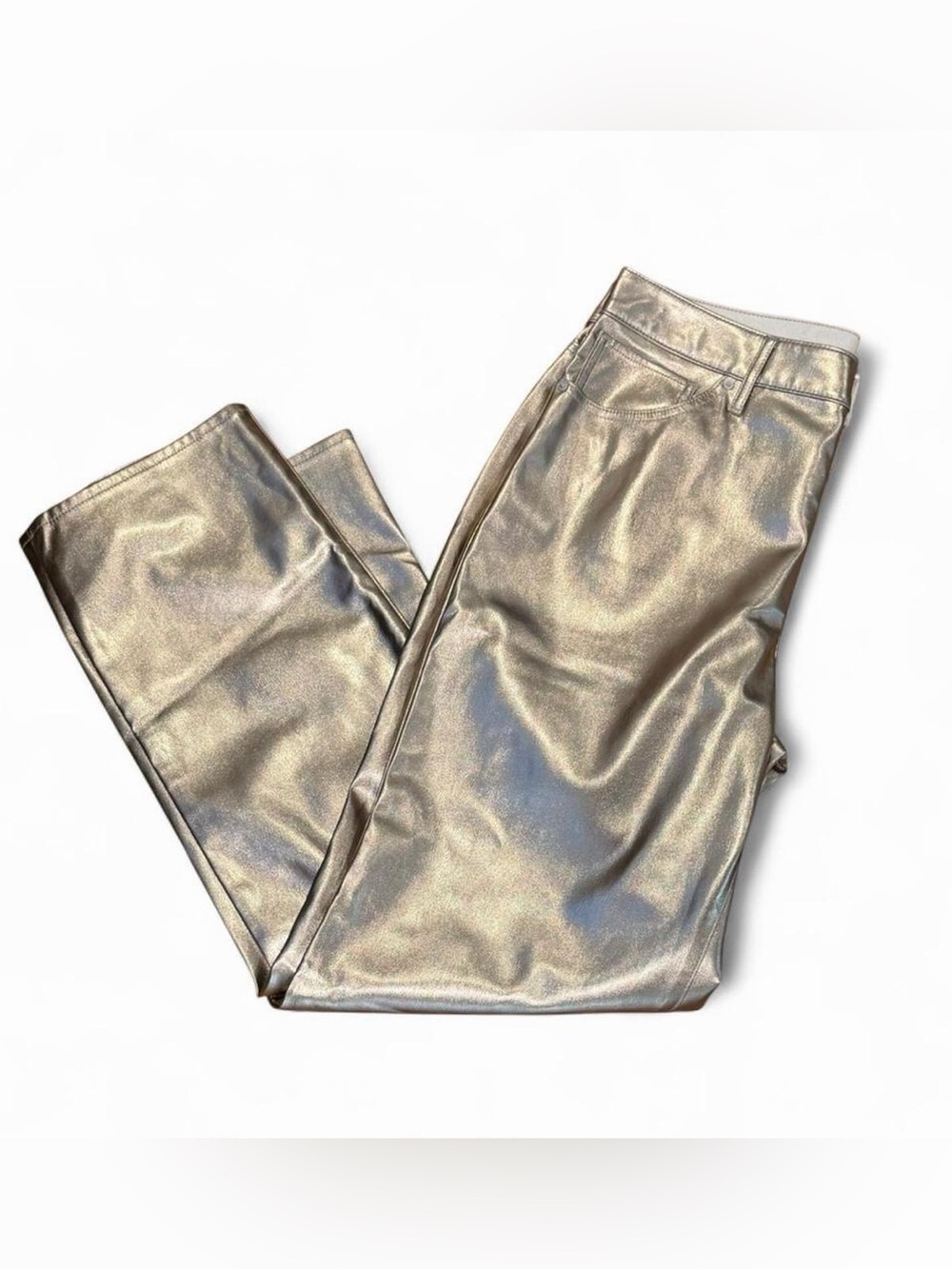 Express Metallic Gold Faix Leather Straight-Leg Pants Size 14 NWOT